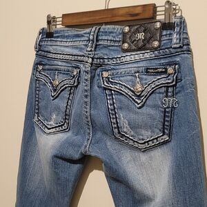 Miss Me Distressed Skinny Jeans Med. Wash Size 27